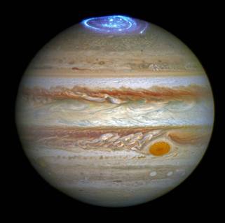 Jupiter's aurora seen from the Hubble Space Telescope. Credits: NASA, ESA, and J. Nichols (University of Leicester)