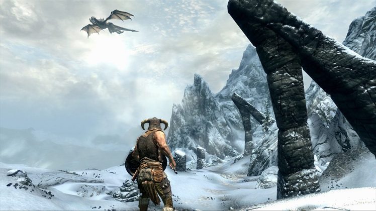 Skyrim from the Elder Scrolls series, where you can run off into the Northern wastes to kill a dragon wearing nothing more than a pair of slippers and wielding a knife and fork. Who says this isn't realistic? Credit: Bethesda.